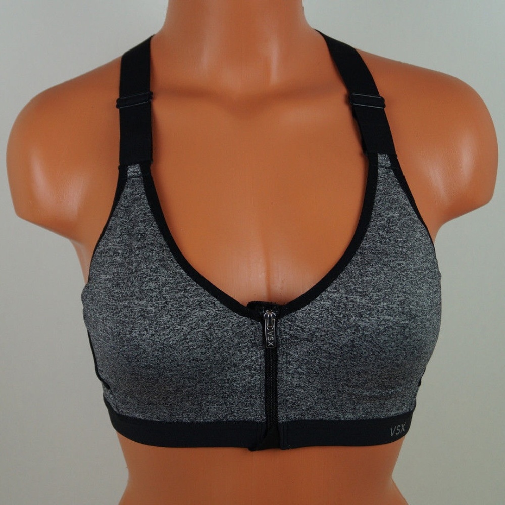 Victoria's Secret VSX Gray Zip Front Bra 32C